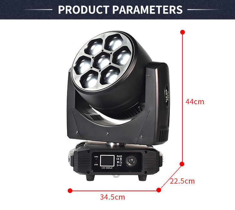 Bee Eye 7*40w RGBW 4in1 DMX512 LED Wash Zoom Moving Head Light