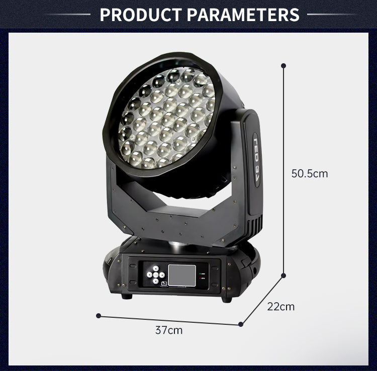 37x15W DMX RGBWA 5in1 LED Zoom Beam Wash Moving Head Light