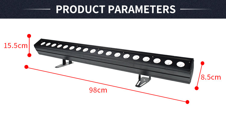 18x18w RGBWA UV 6in1 DMX512 Strobe Bar LED Wall Wash Light