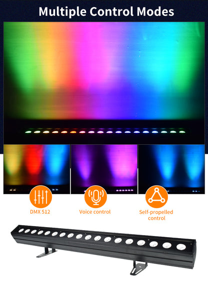 18x18w RGBWA UV 6in1 DMX512 Strobe Bar LED Wall Wash Light