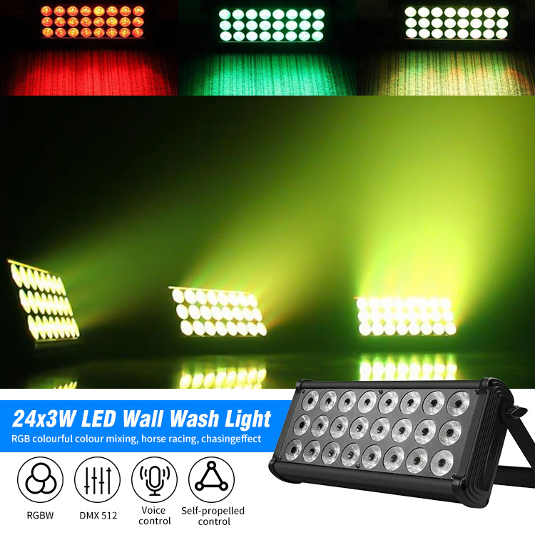 24X4W RGBW 4in1 DMX512 Strobe LED Wall Wash Light