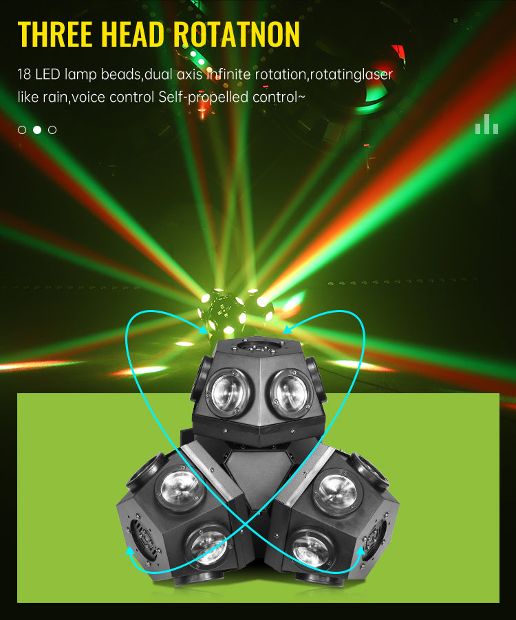 3 Heads RGBW DMX512 LED Beam Moving Head Laser Light