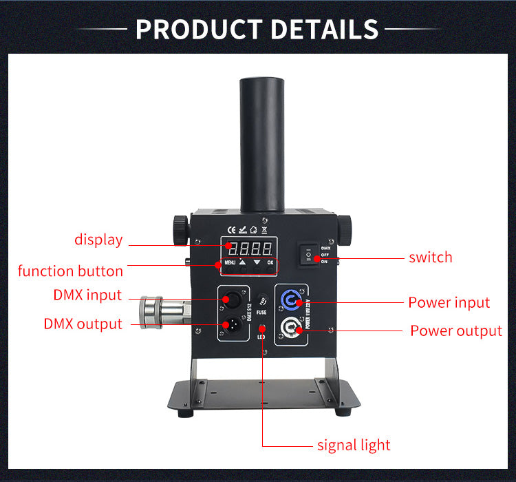 Stage Effect DJ Club Smoke Fog Spray Cryo Cannon DMX LED 12x3W RGB 3in1 Column Co2 Jet Machine