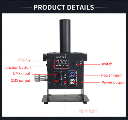 Stage Effect DJ Club Smoke Fog Spray Cryo Cannon DMX LED 12x3W RGB 3in1 Column Co2 Jet Machine