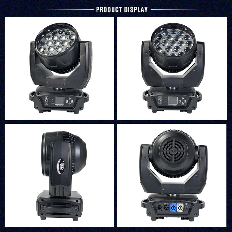 19x15W DMX RGBW 4in1 Zoom LED Wash Moving Head Light