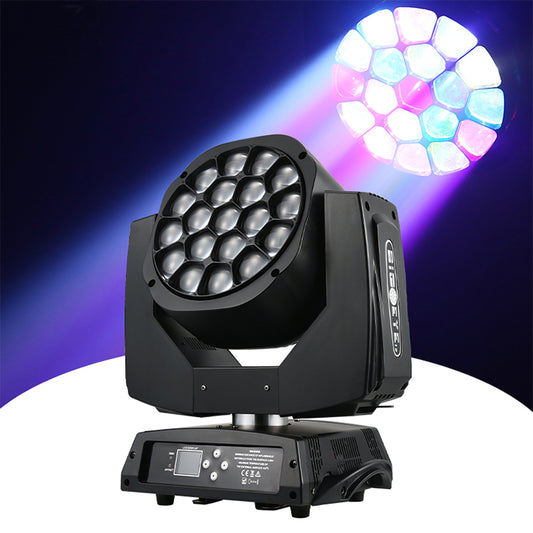 19x15W Big Bee Eye DMX RGBW 4in1 LED Zoom Beam Wash Moving Head Light