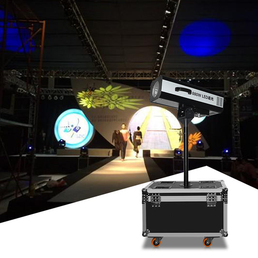 880W DMX High Power Double Zoom LED Follow Spot Light with Flight Case