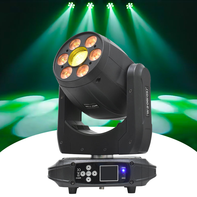 180W DMX 6x4W RGBW 4IN1 Pattern Gobo Spot Wash LED Moving Head Light for dj Stage Bar Club