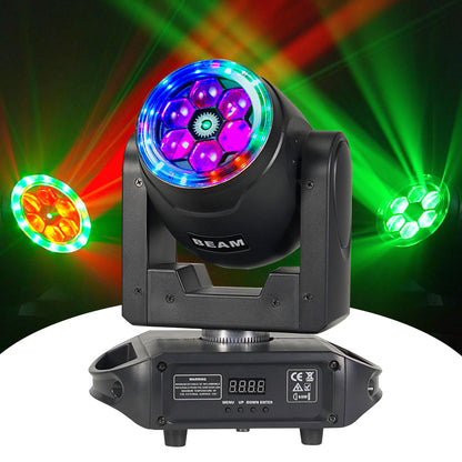 Bee Eye 6x15W RGBW DMX Laser Beam Wash LED Moving Head Light with Halo Ring