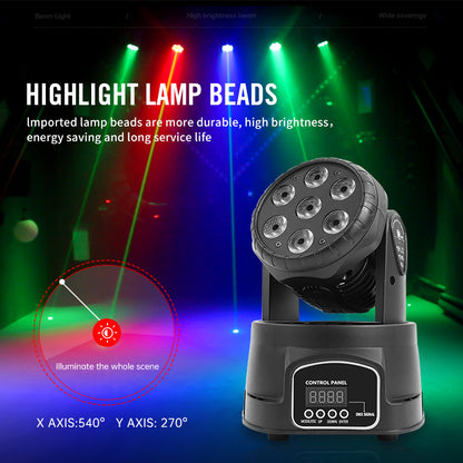 7x10W LED RGBW Mini Moving Head Wash Light