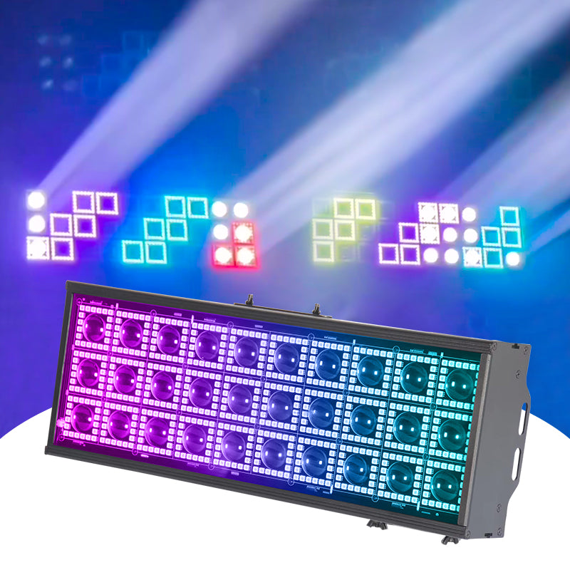 30x3W Pixel DMX 5050 RGB Hybrid Auxiliary Flash LED Strobe Beam Wash Light For Stage Bar Disco