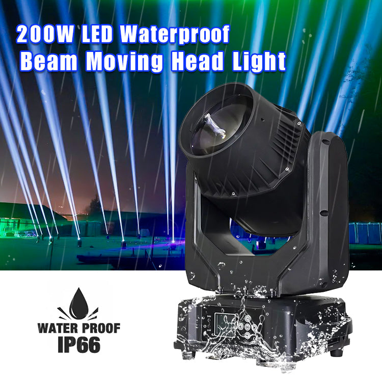 Outdoor Waterproof IP65 200W DMX512 LED Beam Moving Head Light