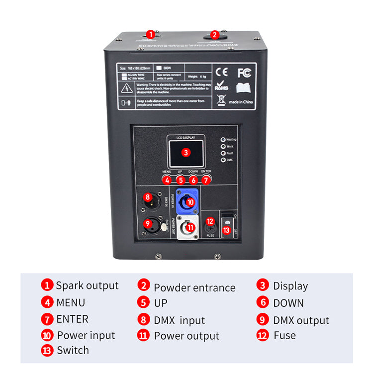 750W DMX Wireless Remote Control Sparkler Cold Spark Machine