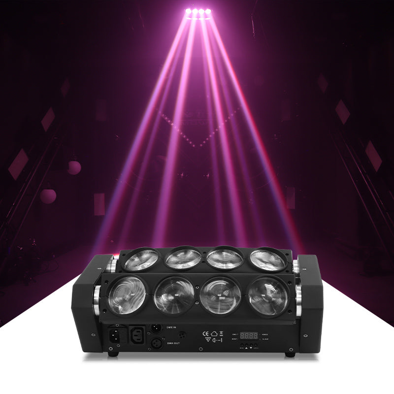 8 Eyes Spider RGB DMX 8x10w LED Beam Moving Head Lights for Stage Dj Club Disco Bar Party