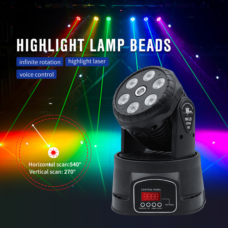 7x10W LED RGBW Mini Moving Head Wash Light WIth Laser