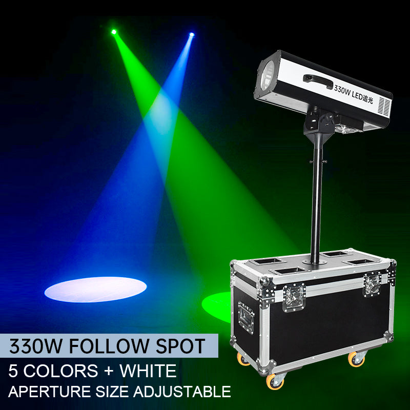 Stage Wedding Show 330W DMX Zoom LED Follow Spot Light with Flight Case