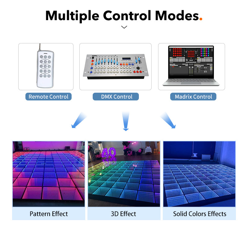 Stage Lights Tempered Glass Magnetic Infinity Mirror Panel 3d Effect LED Dance Floor for Wedding Party