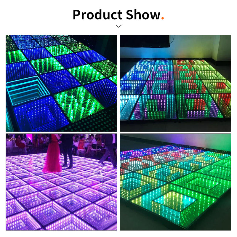 Party Interaction Square Stage Party 50*50cm Mirror Abyss Effect 3D LED Dance Floor For Wedding Events Show