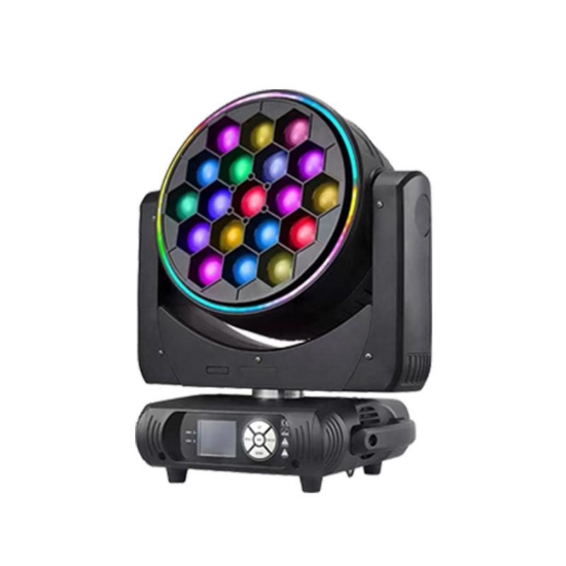 Stage Lights 19x40W RGBW 4in1 19x40 Big Bee Eye Zoom Ring LED Wash Moving Head Light With Halo Strip