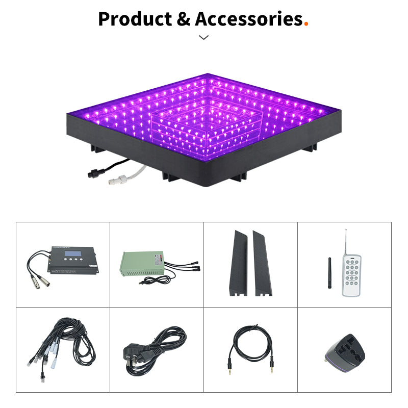 Party Interaction Square Stage Party 50*50cm Mirror Abyss Effect 3D LED Dance Floor For Wedding Events Show