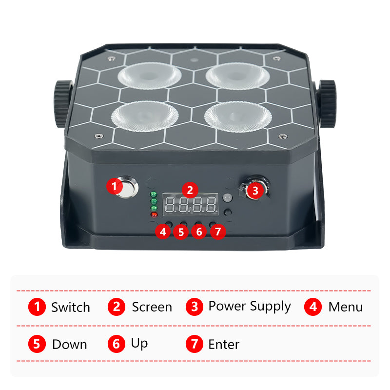 4x18W RGBWA+UV 6in1 4*18W DMX Wireless Battery LED Uplight Par Light for Wedding Party Decoration
