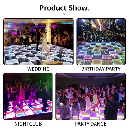 Programmable Wireless DMX Magnetic Mirror and Matte Colored LED Dance Floor to Dance