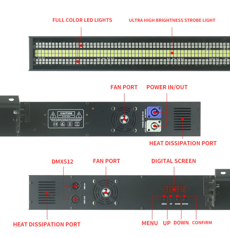 720pcs RGBW DMX512 Flashing Wall Wash LED Bar Strip Strobe Light