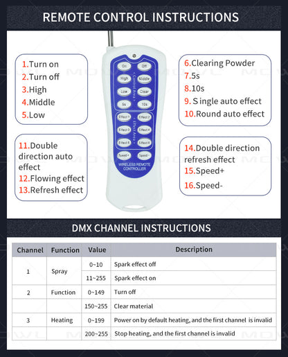 750W DMX Wireless Remote Control Sparkler Cold Spark Machine