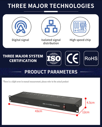 Signal Amplifier 4/8 channels DMX Splitter Distributor