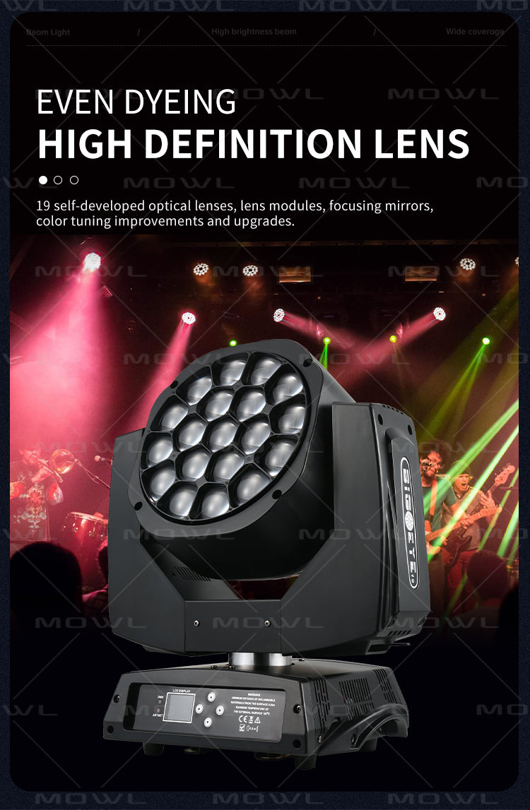 19x15W Big Bee Eye DMX RGBW 4in1 LED Zoom Beam Wash Moving Head Light