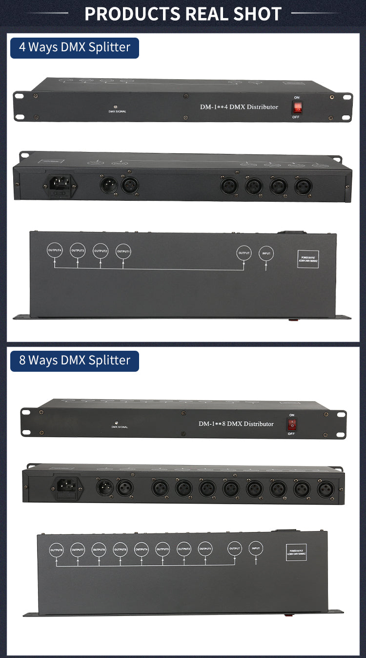 Signal Amplifier 4/8 channels DMX Splitter Distributor