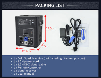 750W DMX Wireless Remote Control Sparkler Cold Spark Machine